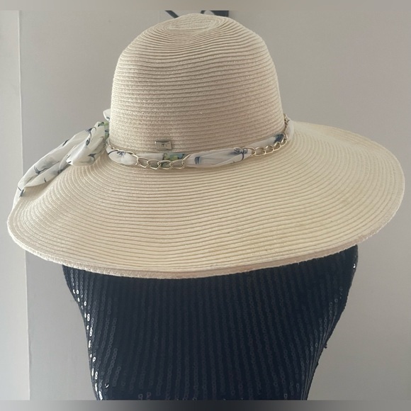 HBY Miami Paper Straw Floppy Scarf Hat O/S - Picture 2 of 16